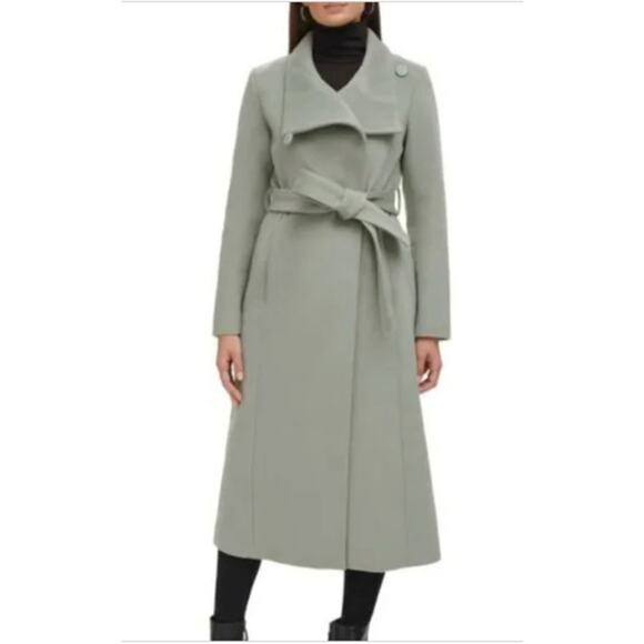 NWT Kenneth Cole Wool Blend Fencer Collar Trench Coat Sage Green Coat Sz 10 $248 - Picture 1 of 16
